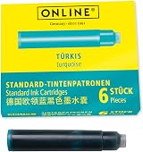 Online 17224/24 Turquoise Ink Cartridges 6 Pack Standard Pens