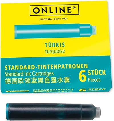 Online 17224/24 Turquoise Ink Cartridges 6 Pack Standard Pens