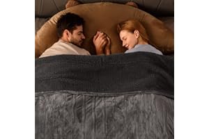 Bearhug Electric Blanket Queen Size 84" x 90", Dual Controllers Grey Heated Blanket, Velvet & Sherpa, 10-Heating Level & 1-12H Auto Off, Over-Heat Protect, ETL, Machine Washable