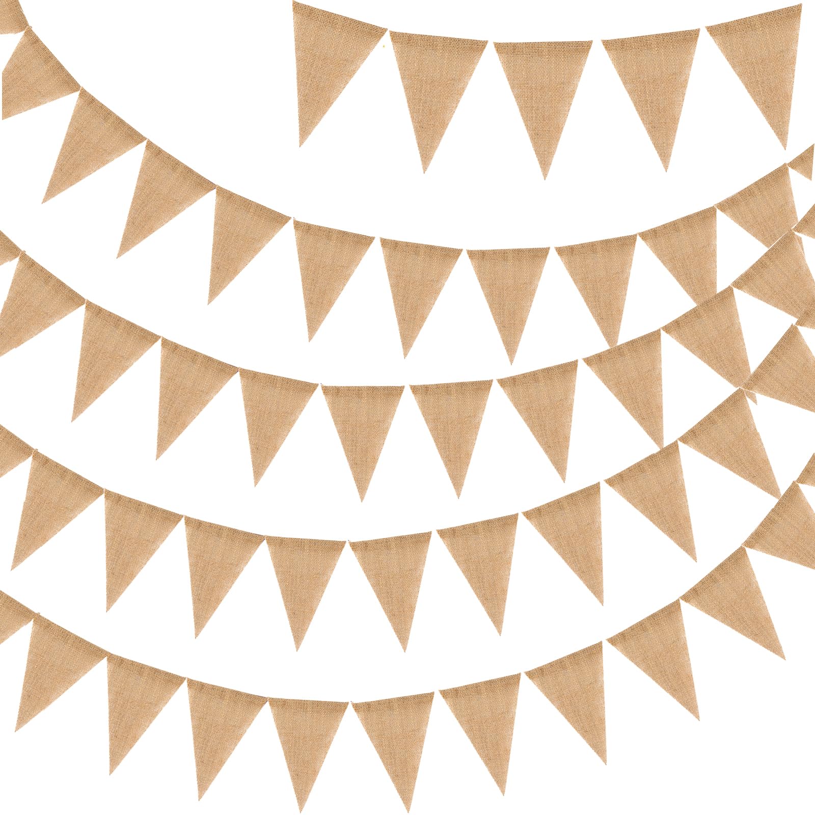 G2PLUS 12M Hessian Burlap Bunting - 48PCS Rustic Linen Bunting Flags - Outdoor Linen Burlap Banner - Natural Hessian Garlands for Garden Wedding Party Decoration