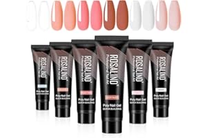 ROSALIND Nude Poly Nail Gel Set Poly Nail Gel Extension, Clear Pink Brown Poly Nail Colors Set Acrylic Extension Nail Gel, 15ML Poly Nail Gel Colors Trendy Nail Art, 6Pcs
