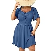 RWJ Women Plus Size Summer Dress Short Sleeve Tie Front Sweetheart Neck Casual Mini Wedding Guest Dresses 2025