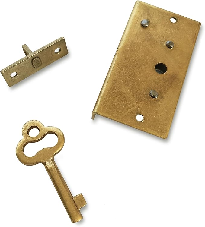 Creative Deco Gold Lock With Key Brass Box + Trunk Lock + Key 40 x