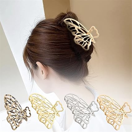 4PC Hair Jaw Clip Strong Hold Vintage Metal Butterfly Hair Clip Hair Barrette For Women Thin Hair, Stylish Hair Accessories for Women and Girls(C5)