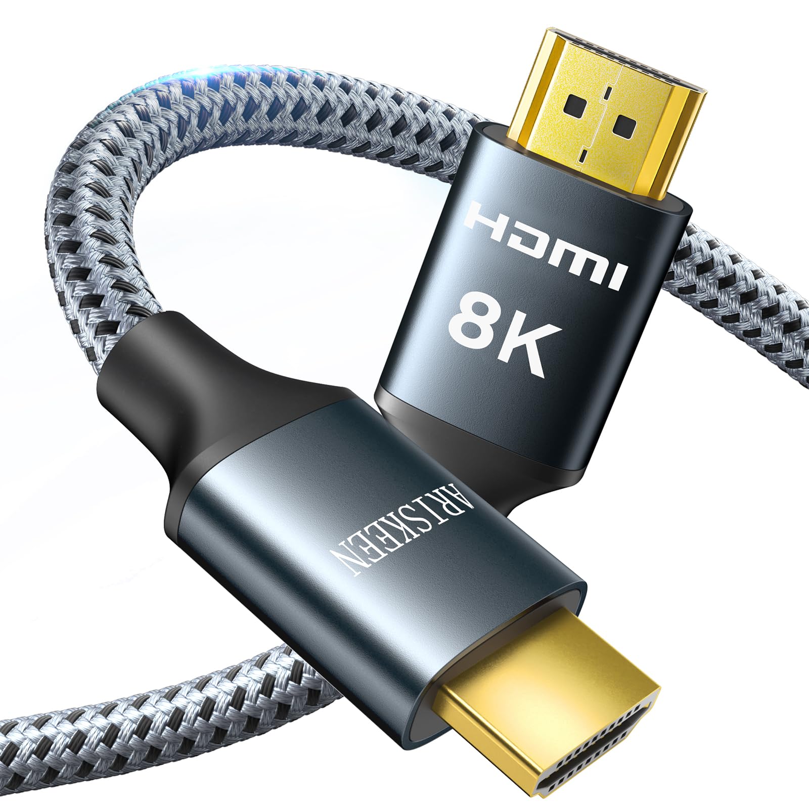 ARISKEEN 8K HDMI 2.1 Cable 2.5M, High-Speed 48Gbps HDMI 2.1 Cable, Supports 8K@60HZ, 4K@120Hz, Compatible with PS5/4 TV Monitor Blu-ray Soundbar DVD Laptop