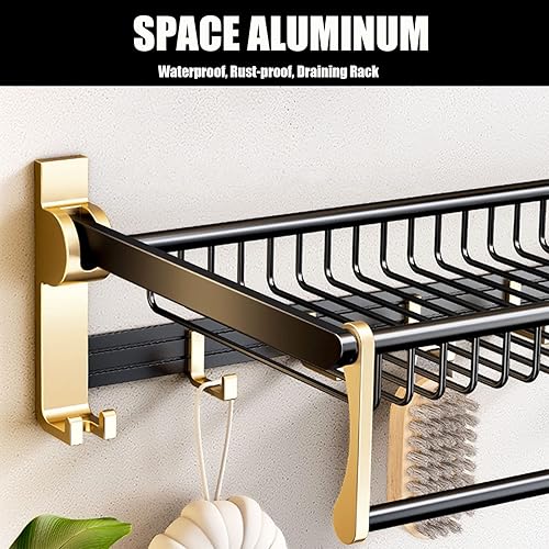 24 Inch Foldable Towel Rack Wall Mounted with Towel Bar/Basket