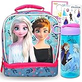 Disney Frozen Lunch Bag Set - Bundle with Elsa and Anna Insulated Lunch Box, Water Bottle, Stickers, More | Frozen Food Container School Supplies for Girls, Kids