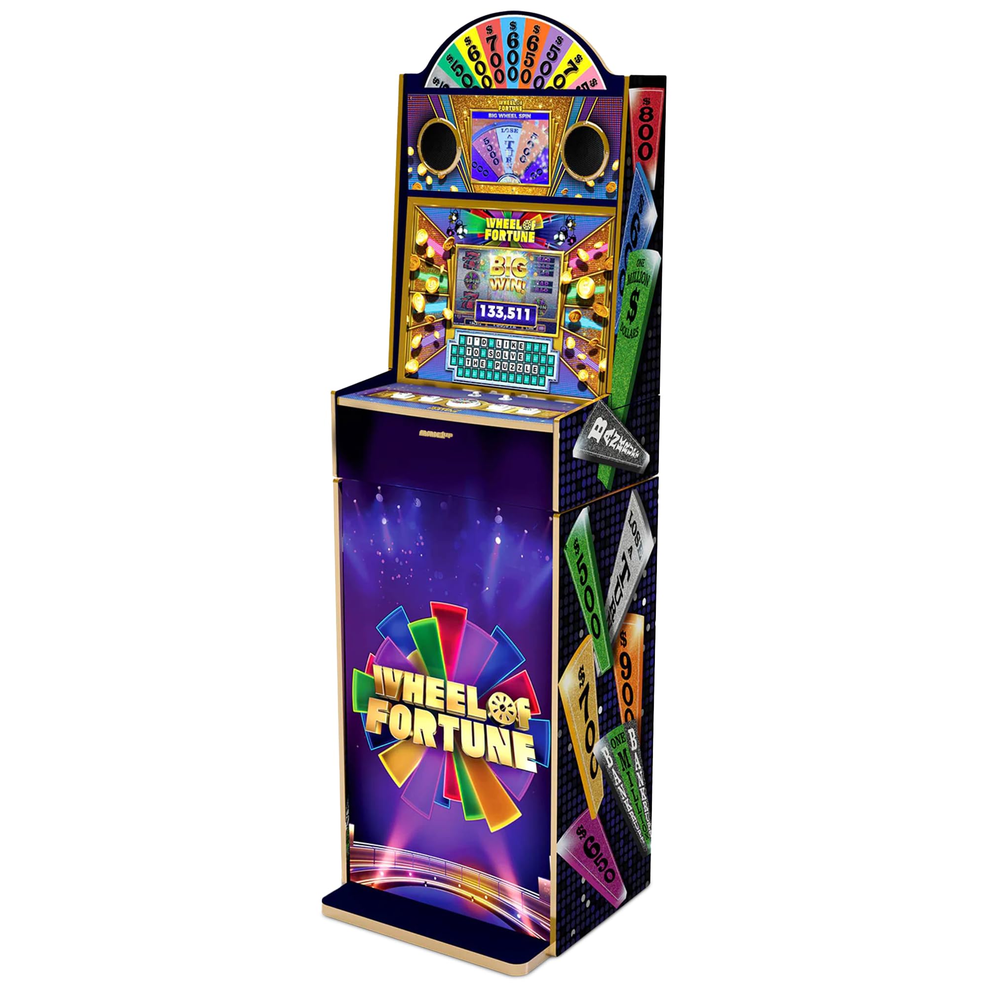 Arcade1Up Wheel of Fortune Casinocade Deluxe Home Arcade Machine, 63.4-Inch Tall - 4 Premium Casino Games, 20 Unlockable Built-In Titles, Dual LCD Screens & Speakers, WiFi-Enabled