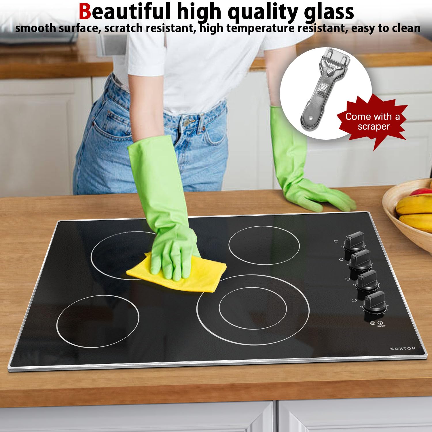 Noxton 30 Inch 4 Burners Electric Cooktop, Built-in 30