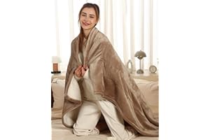 ESTINGO Heated Throw Blanket Electric Blanket, Heating Blanket Throw with 4 Hours Auto Off & 5 Heating Levels, 50"x60" Heated Blanket Throw with Overheat Protection for Couch & Bed, Light Tan