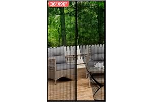 METAONLY Magnetic Screen Door Mesh Curtain Fits Door Size 36" x 96",Actual Screen Size 38" x 97",Keeps Bugs Out Temporary Door Sliding Screen Door - Self Sealing Magnets pet Screen for Door Black