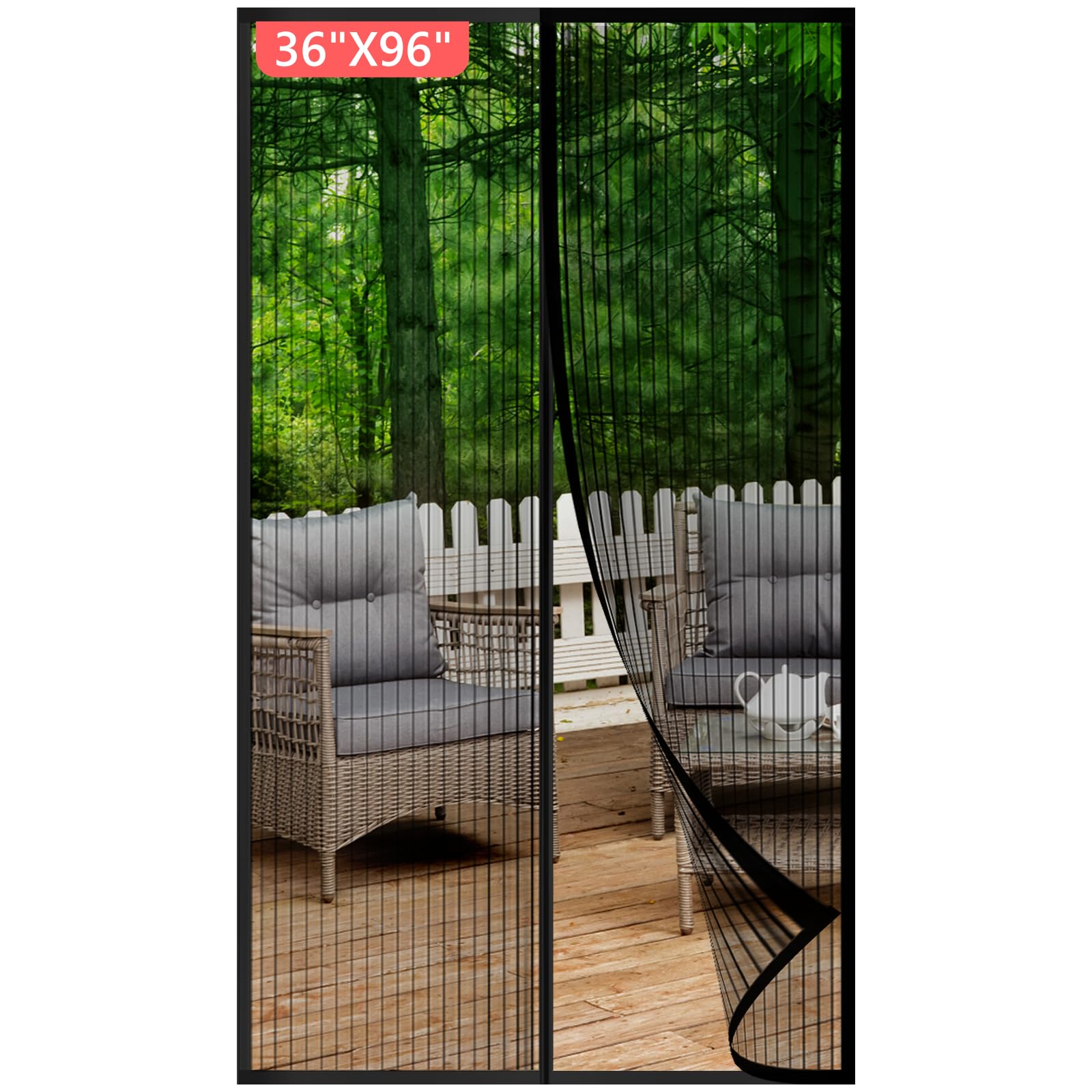 Photo 1 of METAONLY Magnetic Screen Door Mesh 38" x 98" - Fits 36" x 96" Door Size, Works for Patio, Sliding Door, Keeps Bug Mosquito Out, Fresh Air Flow, Black