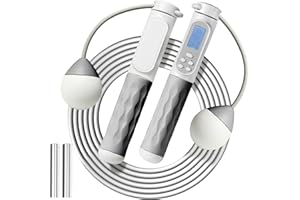 STRPRETTY BASIC Jump Rope with Counter, Cordless Weighted Jump Rope Adjustable Skipping Rope with Calorie Counter for Fitness Exercise Training Indoor Outdoor