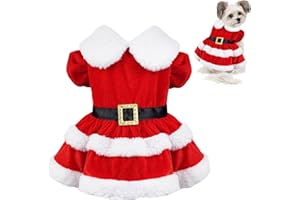 GOYOSWA Dog Christmas Dress Dog Christmas Outfit Santa Costume Holiday Outfit Clothes Christmas Dresses for Small Medium Dogs (Christmas Dress, Large)
