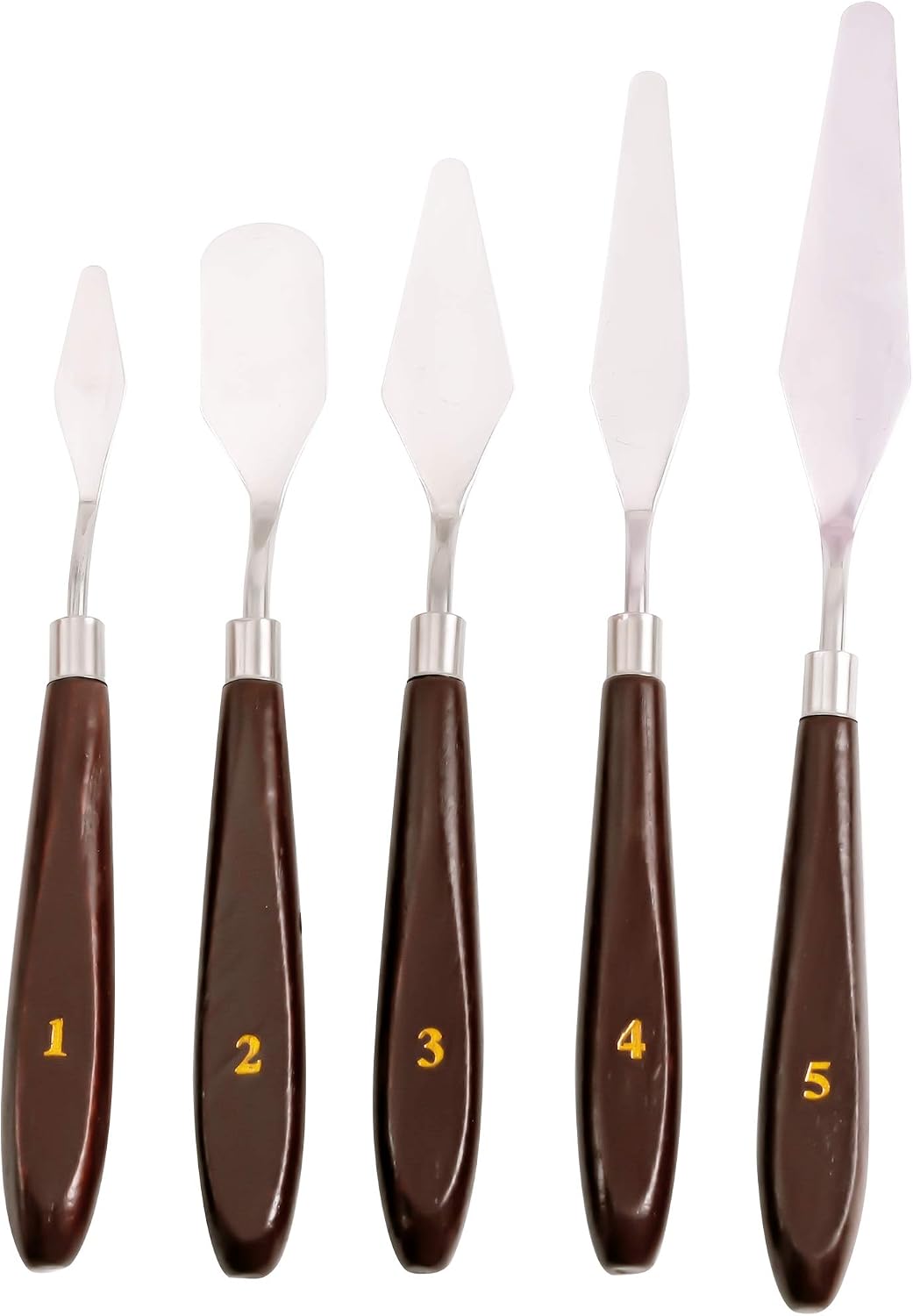 EXERZ Palette Knives Set 5 pcs Stainless Steel Wooden Handle. Spatula/Scraper. Art Supply