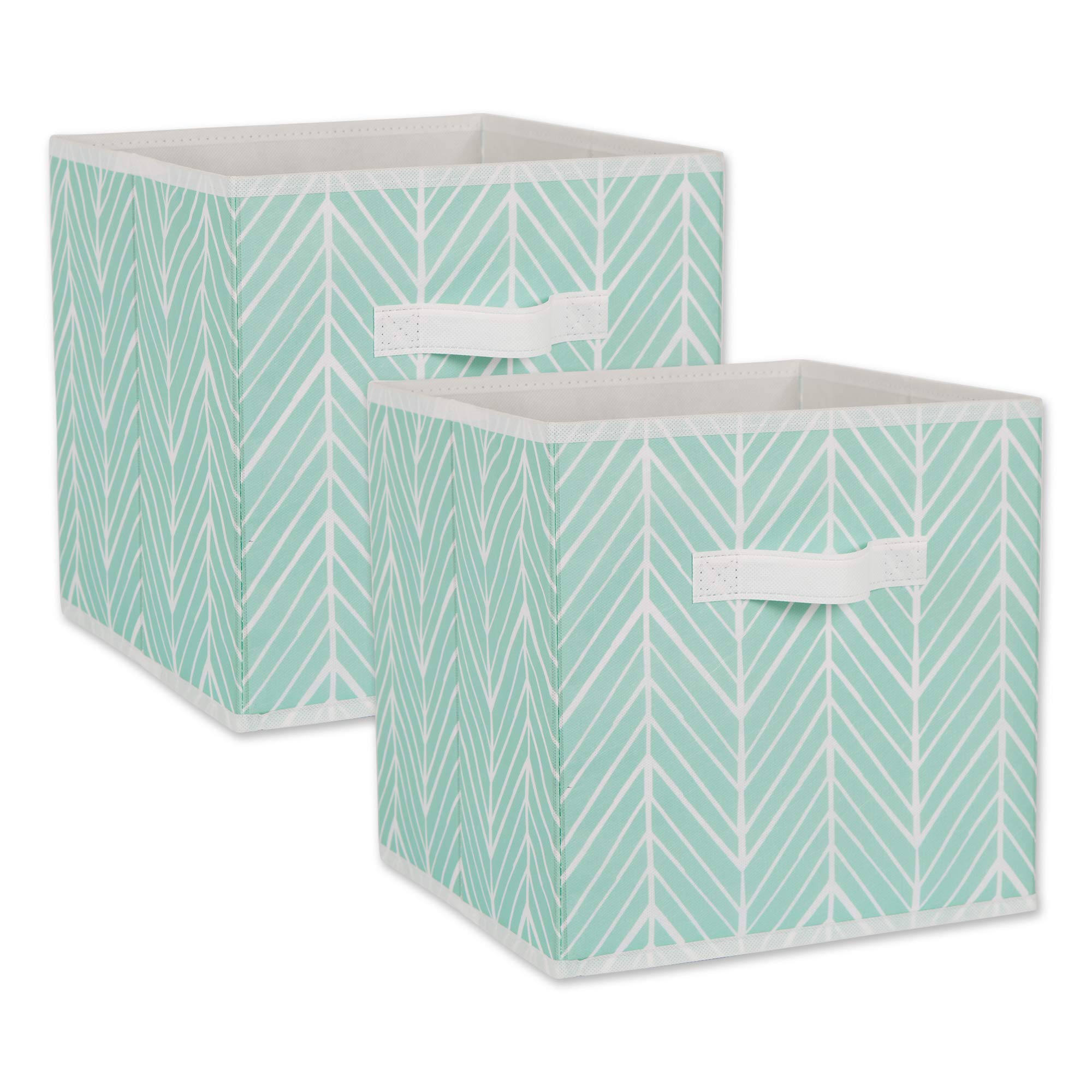 DII Non Woven Storage Collection Polyester Herringbone Bin, Small Set, 11x11x11 Cube, Aqua, 2 Piece