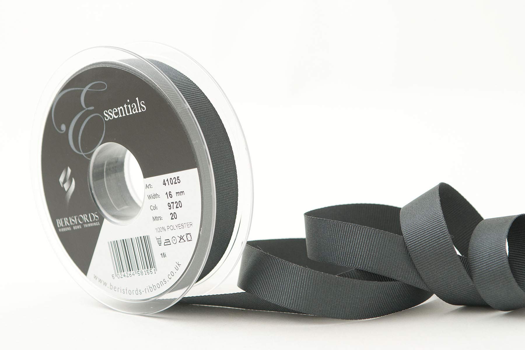 Berisfords Grosgrain, Polyester, Smoked Grey, 10.4 x 10.4 x 2 cm โ image 1