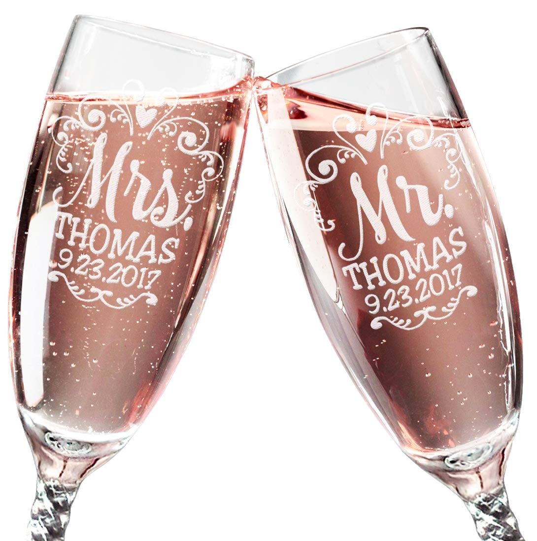 husband and wife champagne glasses