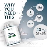 Nu U Nutrition Zinc Tablets 40mg - 365 Vegan Easy Swallow - UK Made view 4