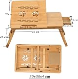 Vivo Technologies Bamboo Laptop Bed Desk with Adjustable Tray and Drawer view 2