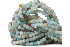 CHEAVIAN 60PCS 6mm Natural Colorful Frosted Amazonite Gemstone Round Loose Beads Stone Beads for Jewelry Making DIY 1 Strand 15"