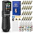 WORMHOLE PRO Tattoo Gun Tattoo Kit with 2,300 mAh Capacity Battery, 5 Adjustable Stroke, Normal/Jump-Start/Dot Working Mode, Wireless Tattoo Machine 20Pcs Tattoo Needles for Tattoo Artists - Black