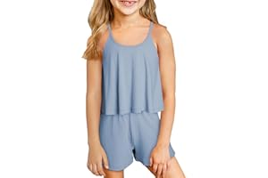 blibean Teen Girls Adjustable Strap Top 2 Piece Ribbed Shorts Sets 4-13 Years