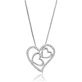 VIR JEWELS 1/10 cttw Lab Grown Diamond Heart Pendant Necklace in Sterling Silver with Chain