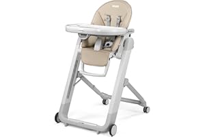 Peg Perego Siesta, Grow with Baby Folding High Chair & Recliner, Height Adjustable, Quick Clean & Easy Push Wheels for Babies