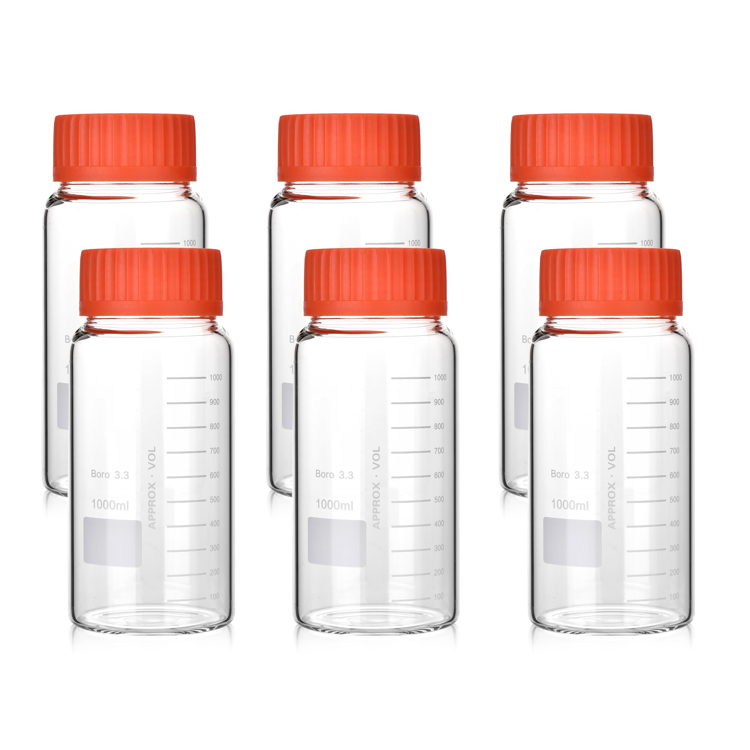Kestun 6 Packs 1000ml Wide Mouth Graduated Round