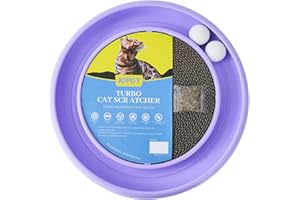 JOPOY Interactive Cat Scratcher with Two Rotating Balls,Durable Scratch Pad for Indoor Play,Eco-Friendly Purple Sisal,2-in-1 Cat Toy (Purple)