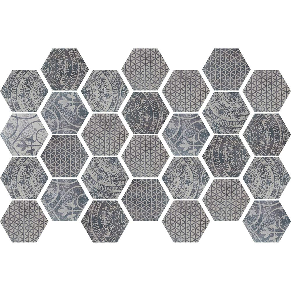 Ambiance Sticker Self-Adhesive Decorative Wall Decal Cement Tile for Bathroom and Kitchen Old Beauty - Pack of 28 Stickers of 10 x 9 cm