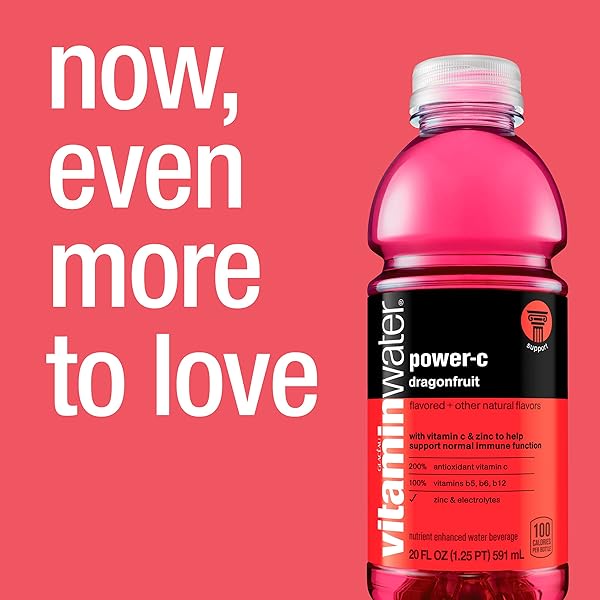 VITAMINWATER POWER-C DRAGONFRUIT NUTRIENT ENHANCED FLAVORED WATER BEVERAGE, 20 FL OZ BOTTLES, 12 PACK