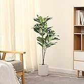 FLOWORLD Artificial Rubber Tree Plant 43in Tall Faux Ficus Tree Potted Fake Tropical Decorative House Large Floor Artificial Plants for Home Office Store Room Decor
