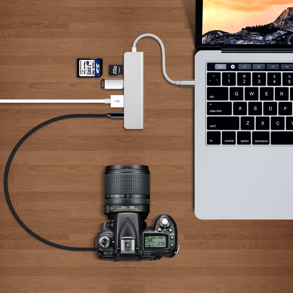 USB C Hub,ink-topoint Type-C Adapter with USB 3.1 Port,2USB 3.0 and SD/TF Card Reader,Aluminum USB C Adaptor for 2017 MacBook Pro/2017 iMac/HuaWei MateBook and more