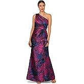 Adrianna Papell Womens One Shoulder Jacquard Gown
