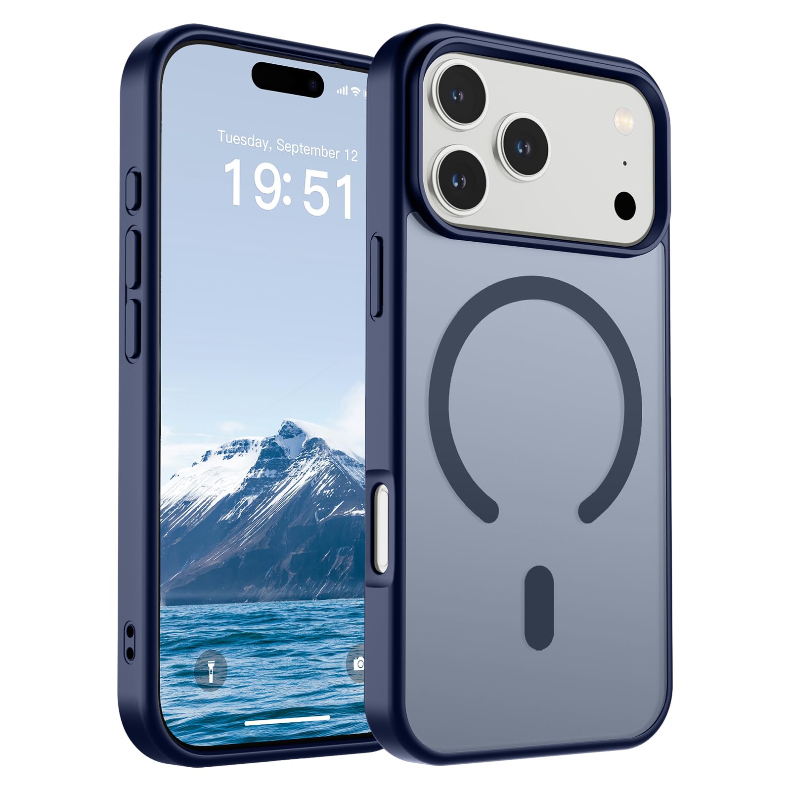 Photo 1 of for iPhone 17 Pro Case (Compatible with MagSafe)(Military Grade Drop Protection) Translucent Matte Shockproof with Anti-Fingerprint Phone Cover 2025,Navy Blue