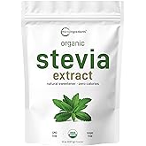 Micro Ingredients Pure Organic Stevia Powder, 8 Ounces, 1418 Serving, Highest Grade Stevia Green Leaf Extract Reb-A, Reduced Bitter Aftertaste, 0 Calorie, Natural Sweetener, Sugar Alternative, Keto Friendly