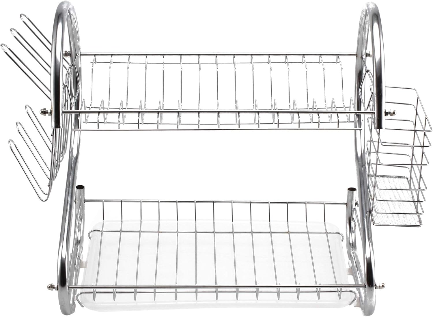 2 Tier Dish Rack Dish Drainer Draining Board Rack Kitchen Drip Tray