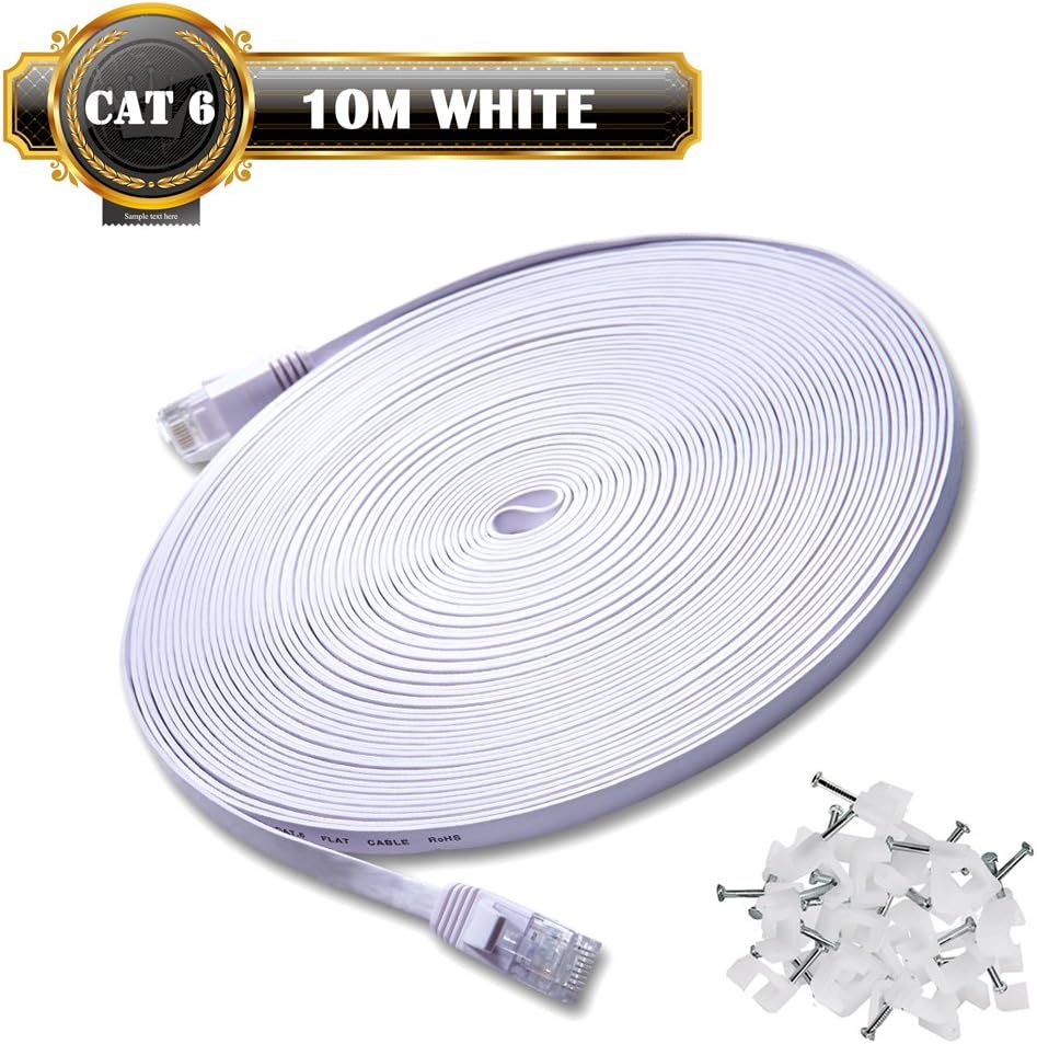 JONIFUN 10m Cat 6 Cable Fastest Cat6 Flat Patch