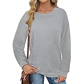 Elesomo Sweatshirt for Women Cotton Crewneck Long Sleeve Fall Shirts Fashion Clothes