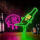 Mvorixa Beer Neon Sign for Wall Decor, Funny Beer Bottle Kicks the Brain, Dimmable Bar Neon Sign LED Lights for Bars, Pub, Store, Man Cave, Bistro, Party, Game Room, Room Decor, Bar Signs for Home