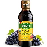 Organic Balsamic Glaze, 8.82 fl oz, Balsamic Vinegar Glaze of Modena, Italy | Grape must, sweet, caramel &amp; tart drizzle for meats, salads, pasta &amp; desserts. Ponti, USDA Organic, family recipe since 1787