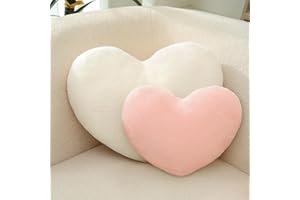 CANGHI 2 Pcs Heart Pillow Soft Heart Shaped Throw Pillows, Faux Rabbit Fluffy Heart Shaped Cushion for Girl on Valentine's Day Fit for Living Bed Dining Sofa Car
