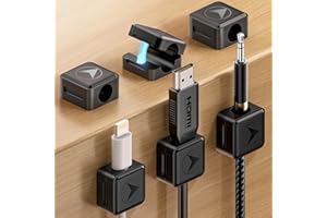 CANISFLAX Magnetic Cord Organizer, 6 Pack Adhesive Charging Cable Clips Holder for Nightstand, Easy Secure Cord Keeper Cable Clips Wire Management for Phone, Home, Office, Desk| Universal Fit| Strong Magnet