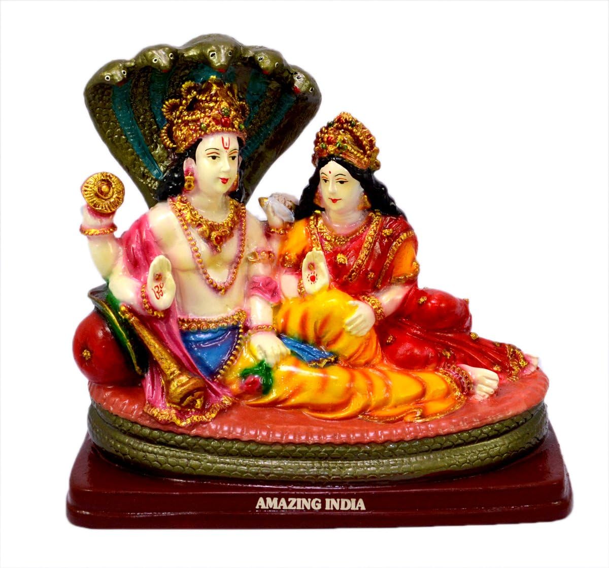 Amazing India Indian Hand Carved Vishnu Laxmi Resin Idol Sculpture Statue 5 Inches