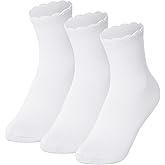Dxhycc 3 Pairs Girls White Ruffle Socks Cute Ruffle Cotton Frilly Dress Socks for Toddler Girls
