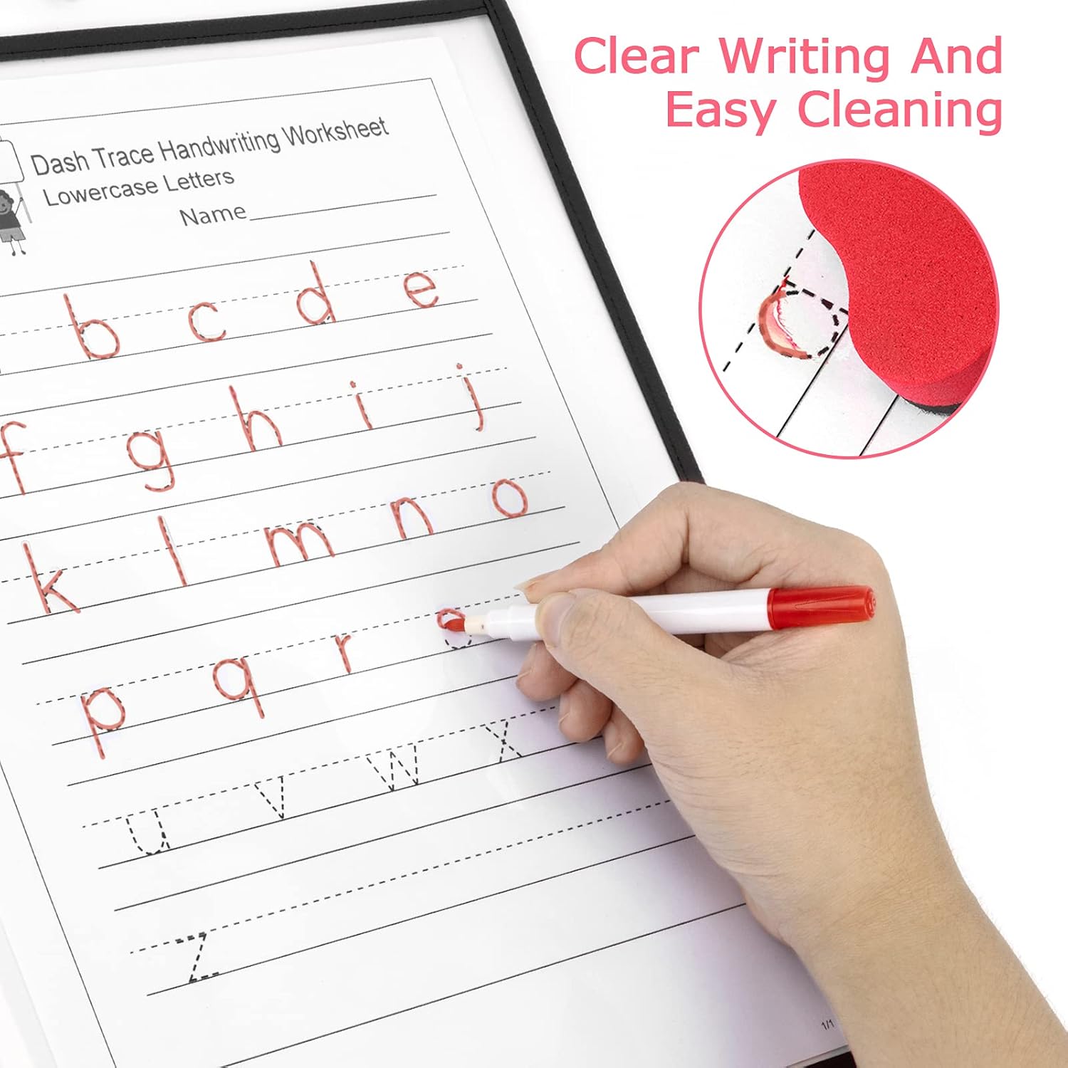 Gamenote Dry Erase Pockets 30 Pack with Rings - Oversized Reusable Plastic Sleeves Shop Ticket Holders Sheet Protectors Teacher Supplies for Classroom Organization (Black) : Office Products