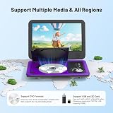 ieGeek 12.5" Portable DVD Player with 10.5" Swivel Screen Purple view 2