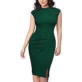 AISIZE Women's Retro Half Collar Ruched Slim Cocktail Pencil Dress